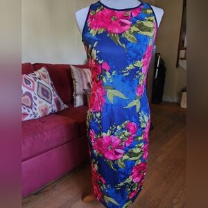 Enfocus Studio Pink Sheath Floral Midi Dress